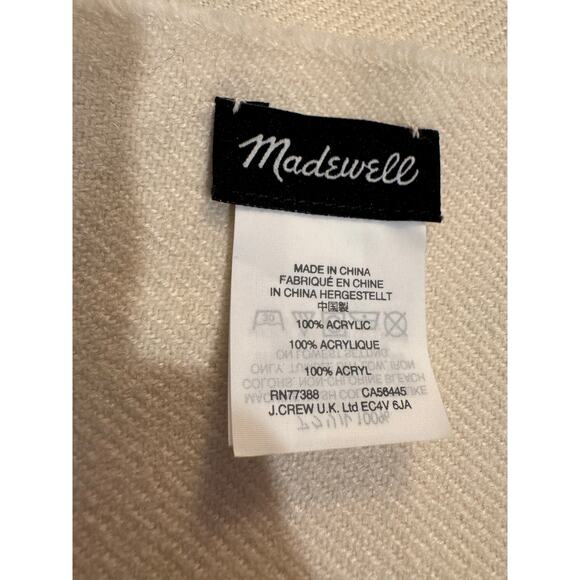 Madewell Flecked Herringbone Black and White Plaid Cape Scarf OS - Picture 4 of 6